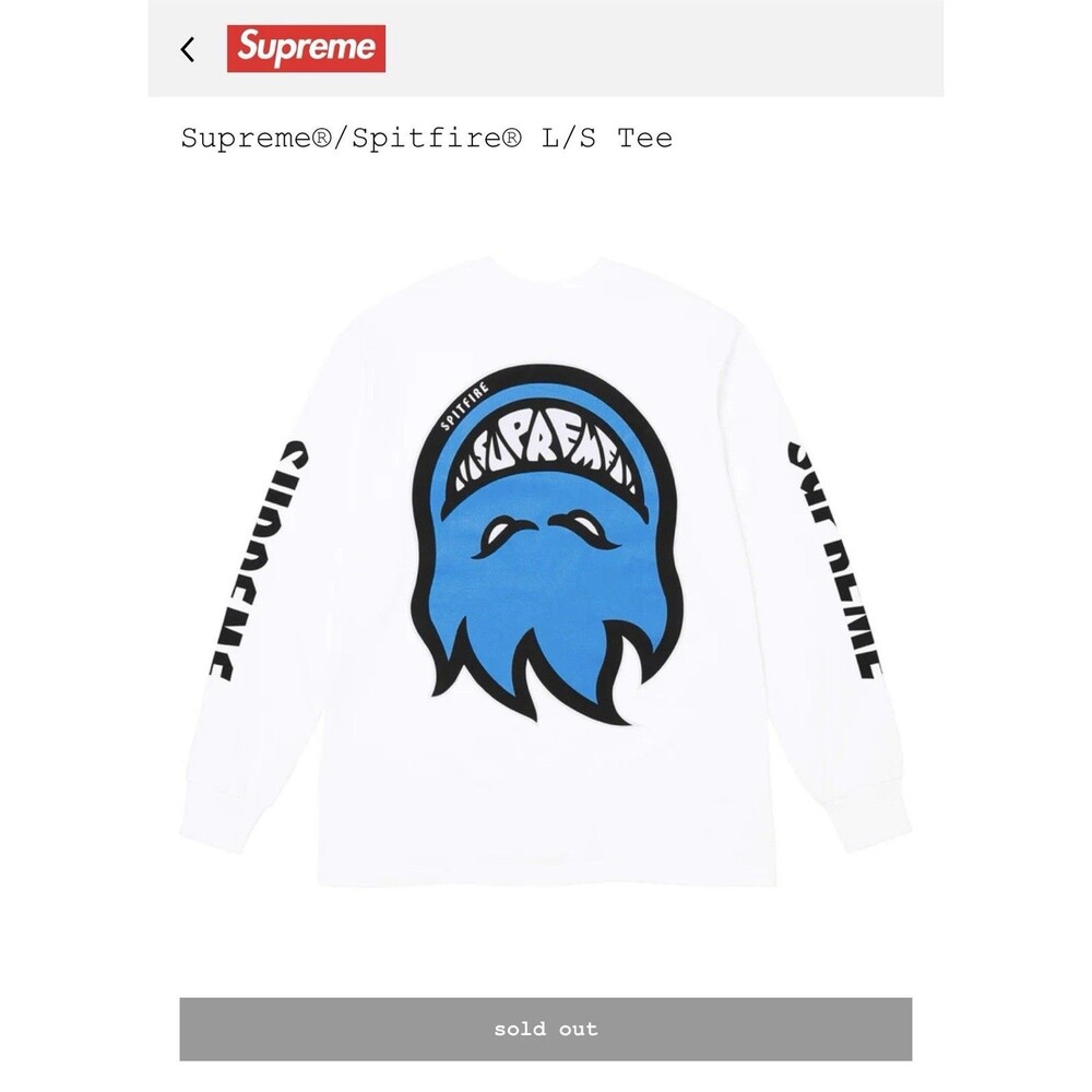 Supreme Spitfire Long Sleeve Tee White Large Brand New In Hand